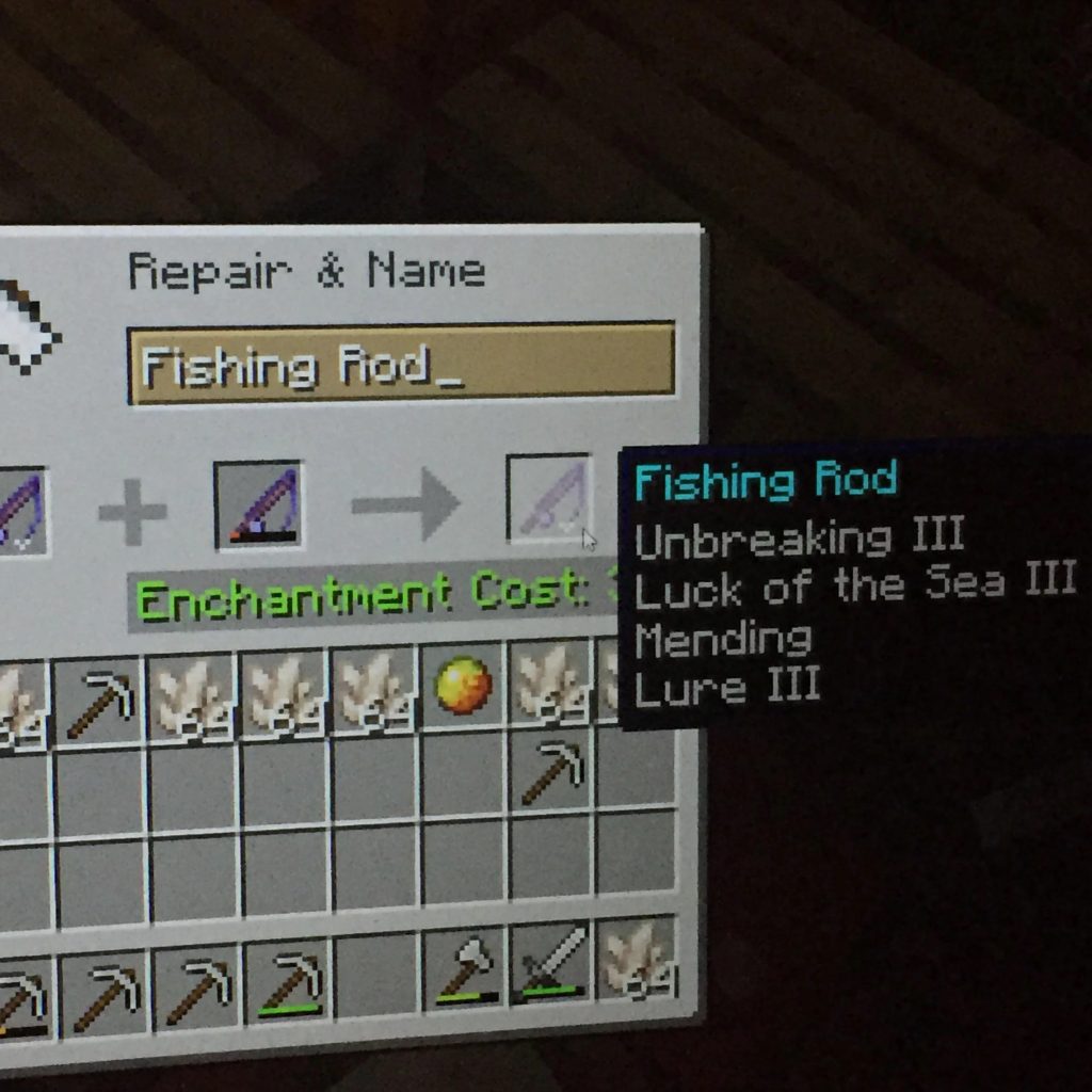 craft a fishing rod in minecraft