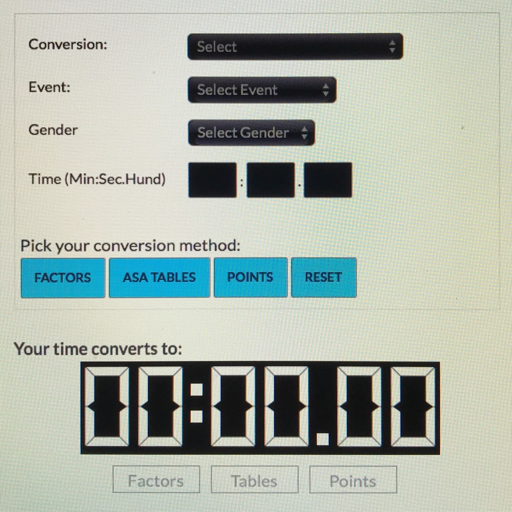 swimming time converter