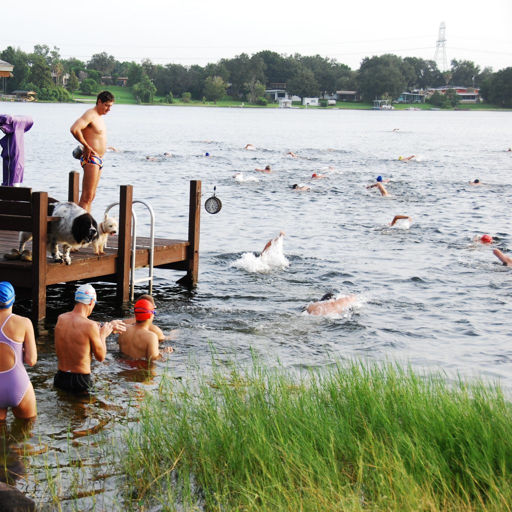 swimming in a lake