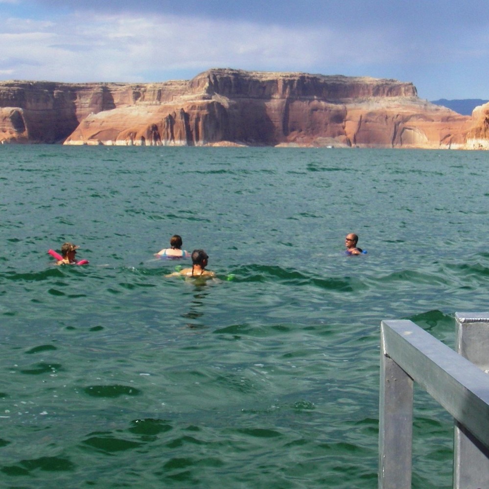 swimming in a lake