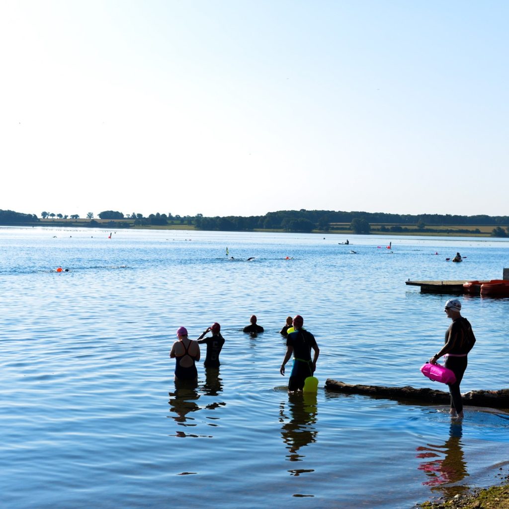 swimming in a lake